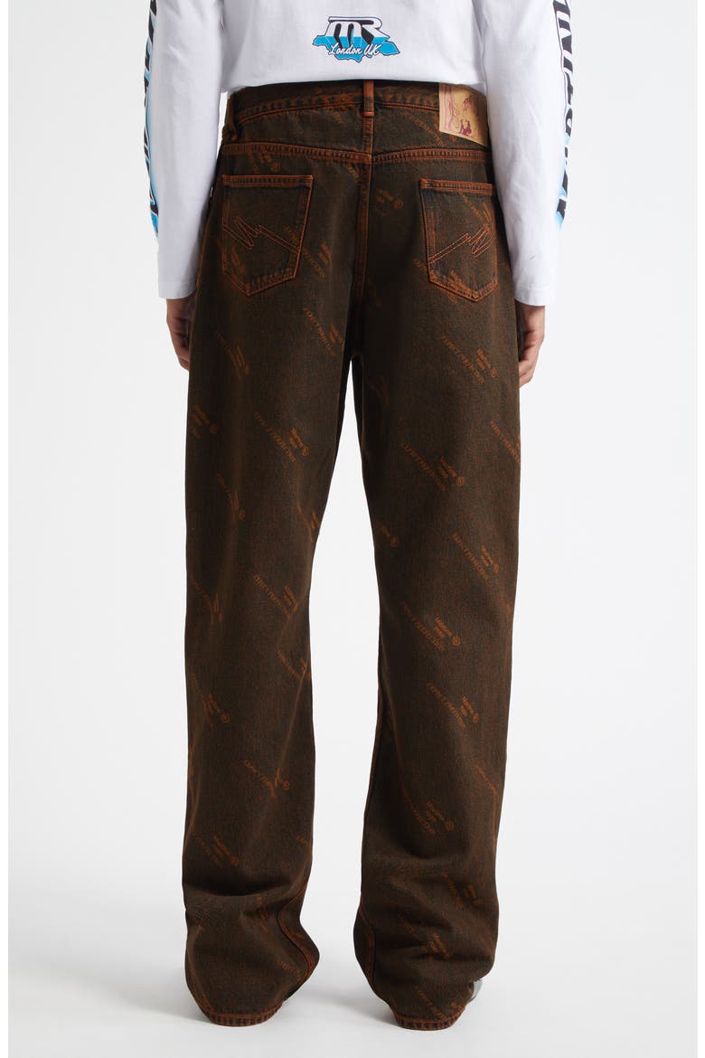 Laser Print Overdyed Relaxed Fit Jeans, Alternate, color, ORANGE LASER