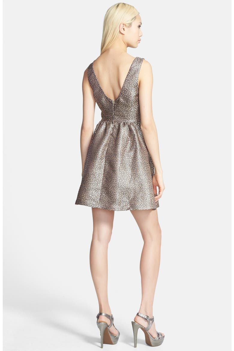 Shine Fit & Flare Dress, Alternate, color, BRONZE