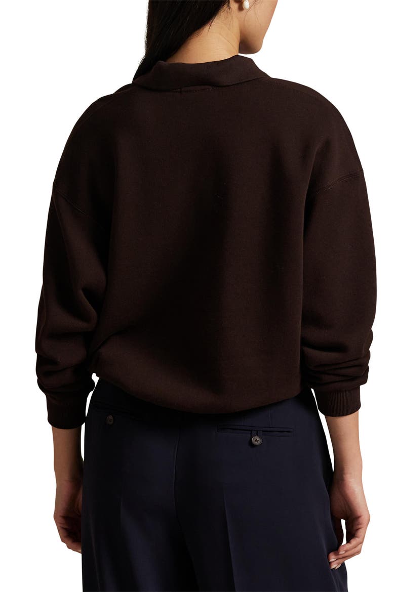 Cotton Blend Fleece Polo Sweatshirt, Alternate, color, BROWN