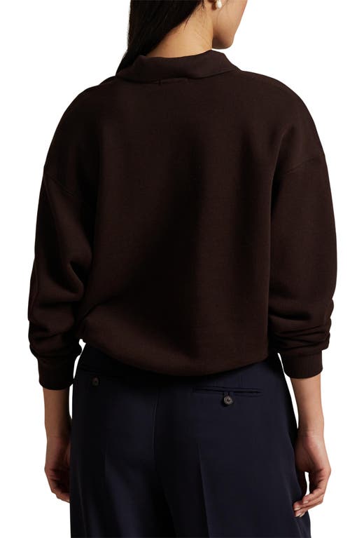 Polo Ralph Lauren Arctic Fleece Polo Long Sleeve Pullover Circuit Brown In Brown