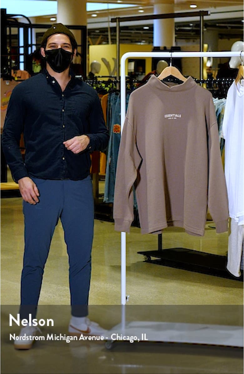 Relaxed Cotton Blend Mock Neck Sweatshirt, sales video thumbnail