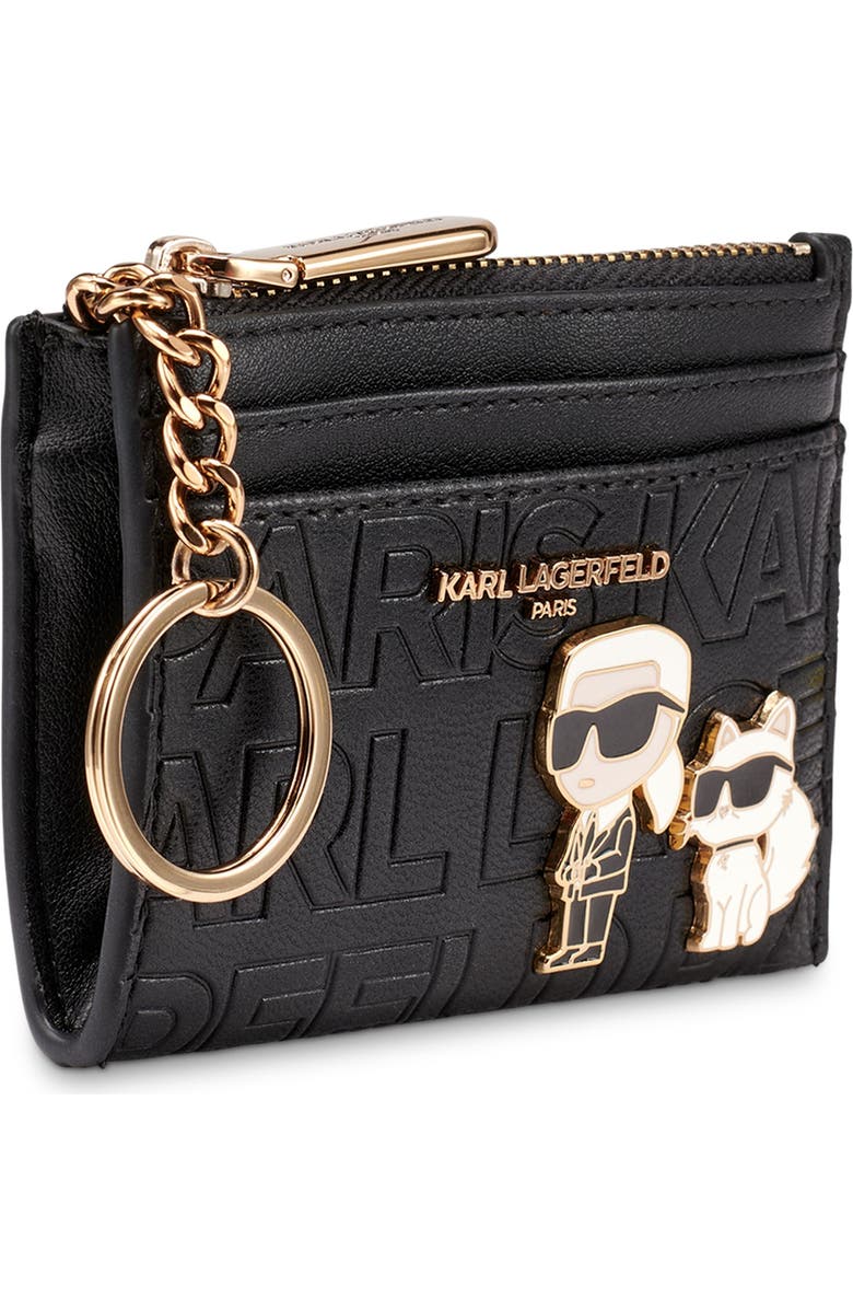KARL LAGERFELD PARIS Slg Card Case, Alternate, color, Black/Gold