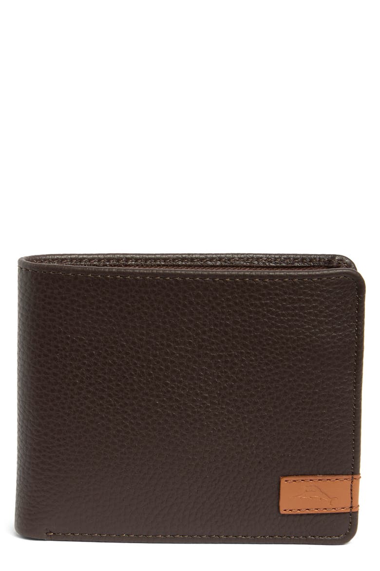 Como Pebbled Leather Slim Bifold Wallet, Main, color, BROWN/ TAN