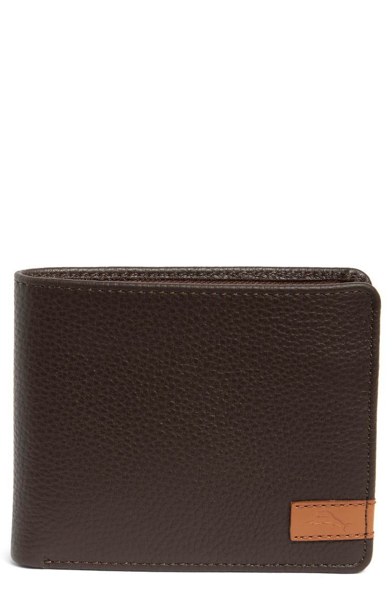 Tommy Bahama Como Pebbled Leather Slim Bifold Wallet, Main, color, Brown/ Tan