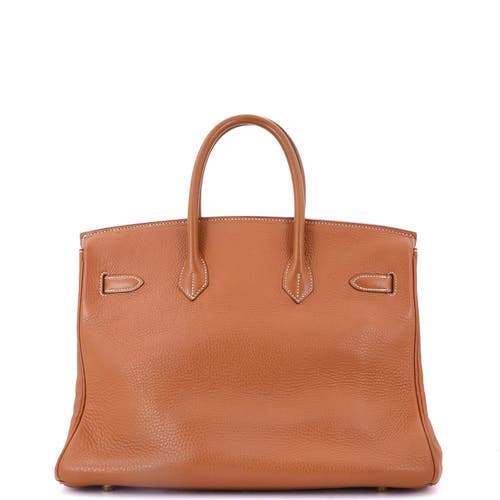 Pre-owned Hermes  Hermes Birkin Handbag Brown Clemence With Gold Hardware 35