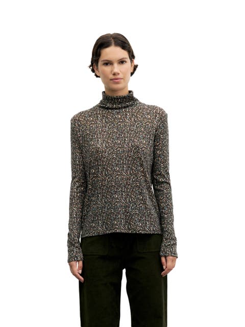 Beata Printed Turtleneck Top