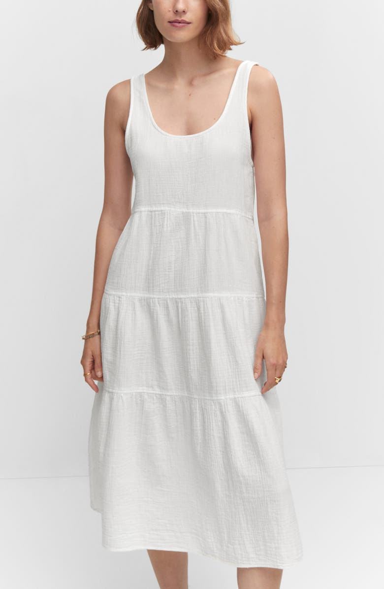 MANGO Sleeveless Cotton Midi Dress, Alternate, color, 