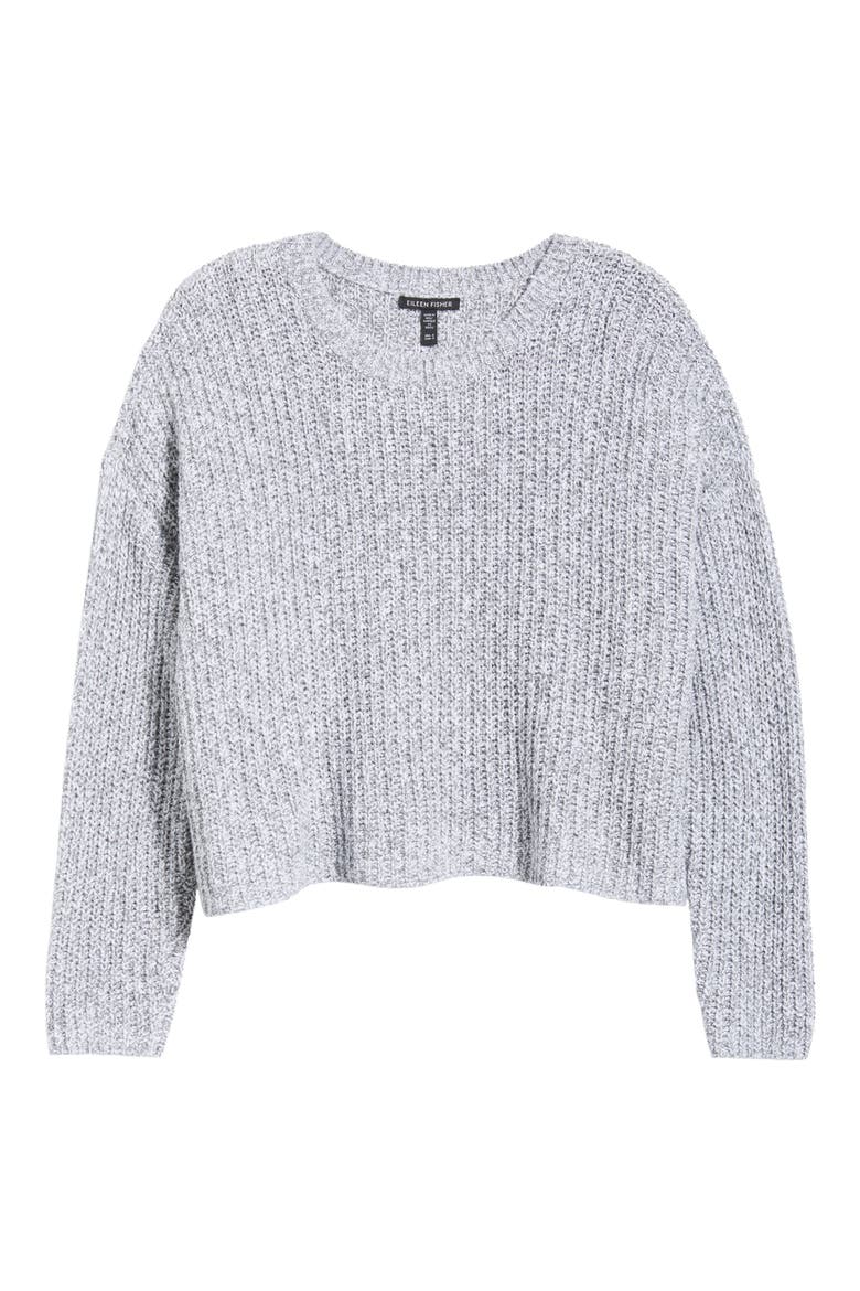Crewneck Organic Cotton Blend Sweater, Alternate, color, DARK PEARL