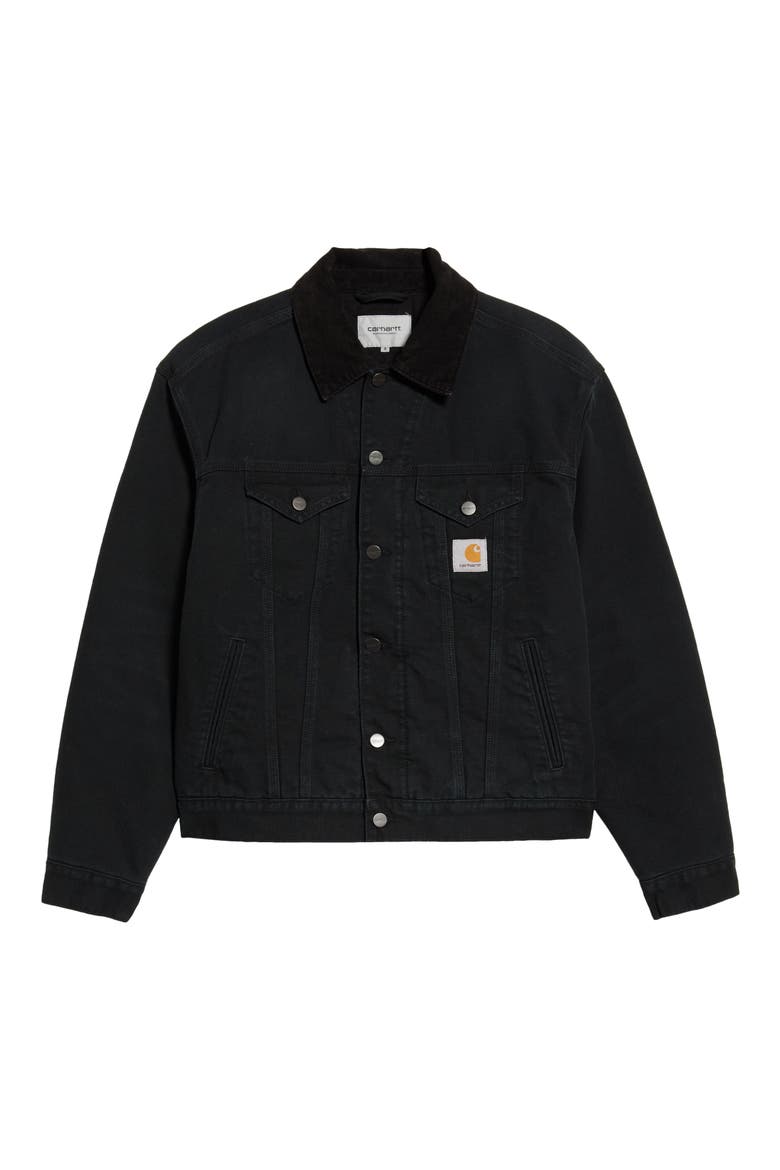 OG Organic Cotton Canvas Trucker Jacket, Main, color, BLACK / BLACK (STONE CANVAS)