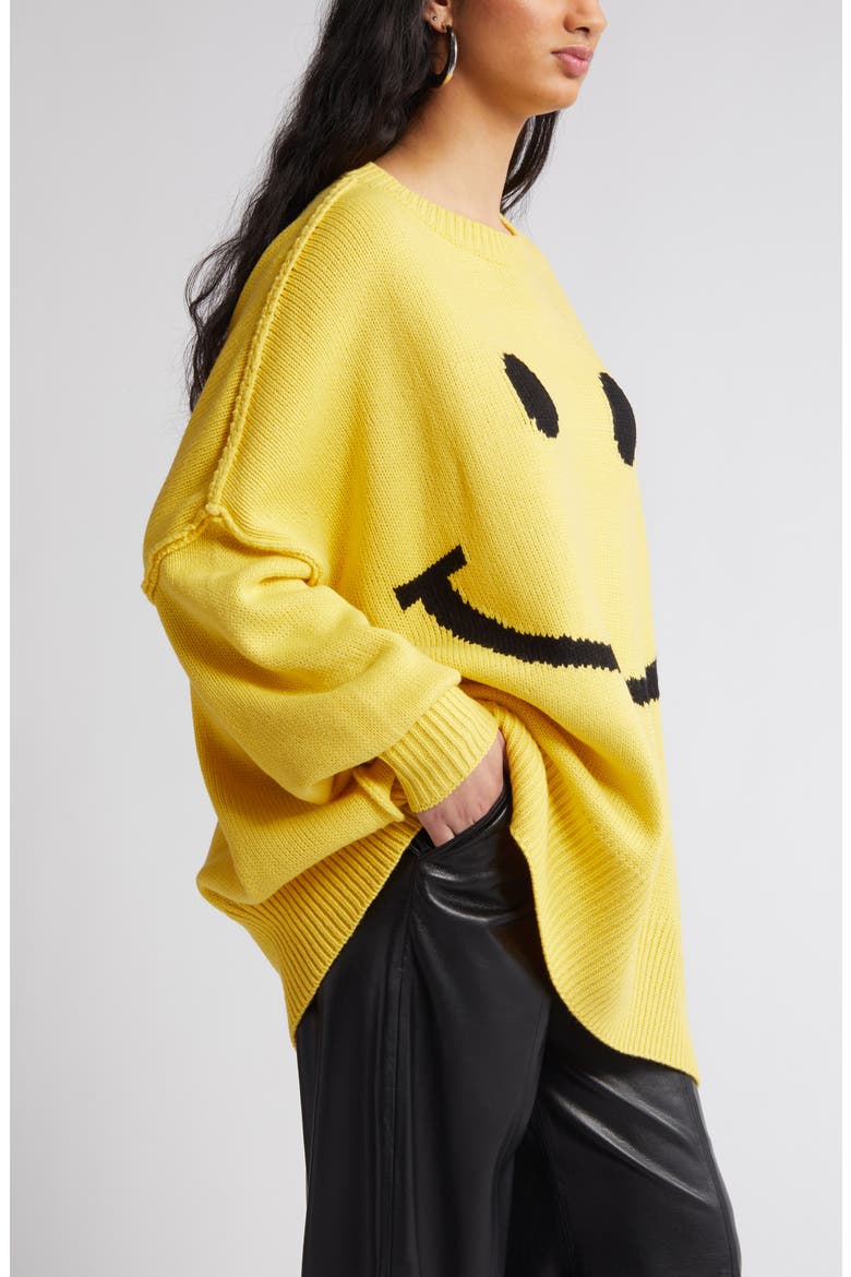 Smile Oversize Sweater, Alternate, color, YELLOW