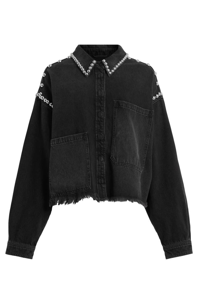 AllSaints Nicky Stud Raw Hem Denim Shirt Jacket, Alternate, color, 