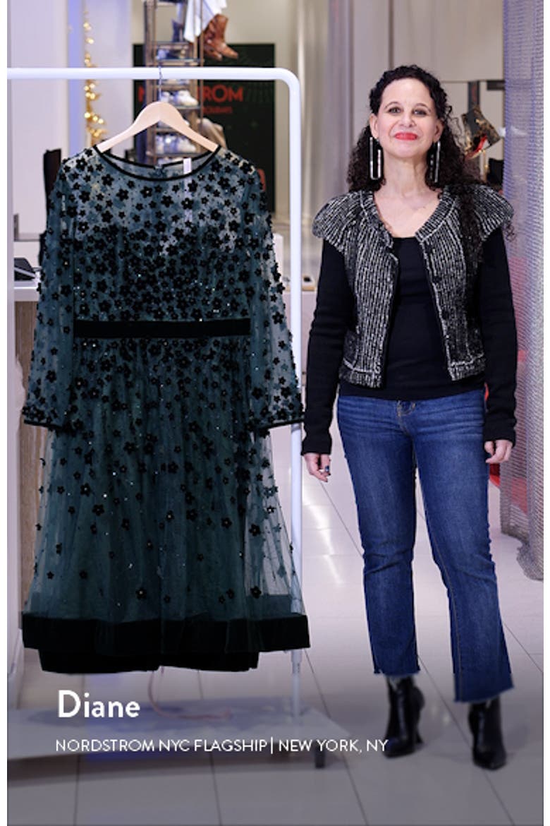 Embellished Illusion High Neck Long Sleeve Fit & Flare video