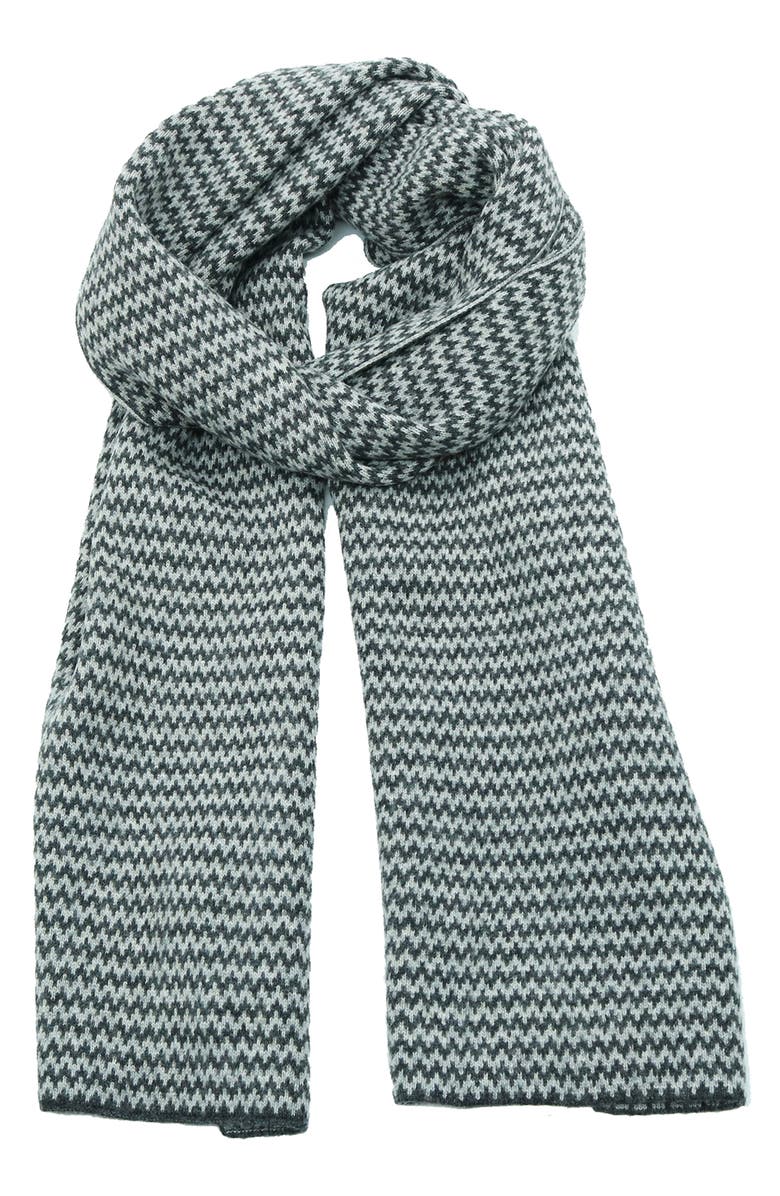 Portolano Zigzag Jacquard Scarf, Main, color, Heather Charcoal/ Light Grey