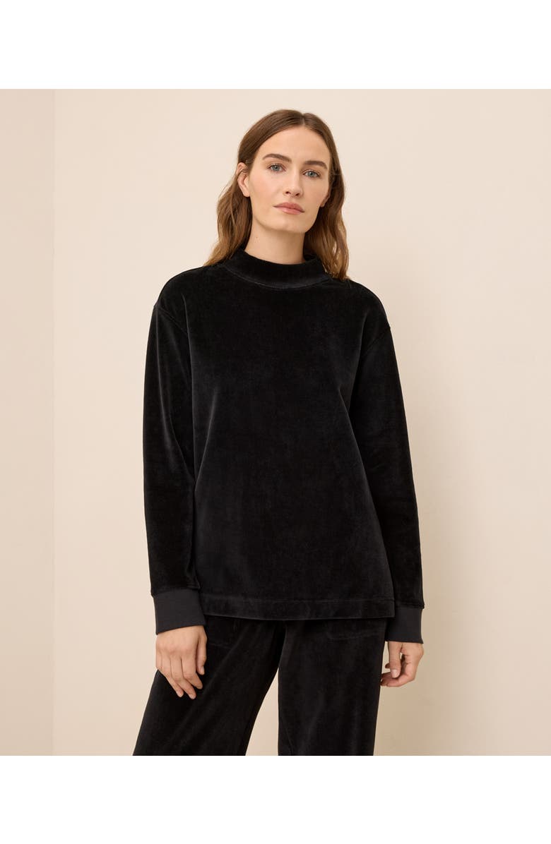 Pact Organic Cotton Pure Velour Cozy Pullover, Main, color, Black