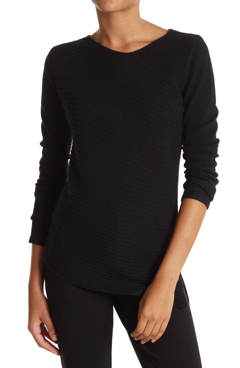 Griffen Asymmetric Hem Cashmere Rib Knit Tunic, Main, color,