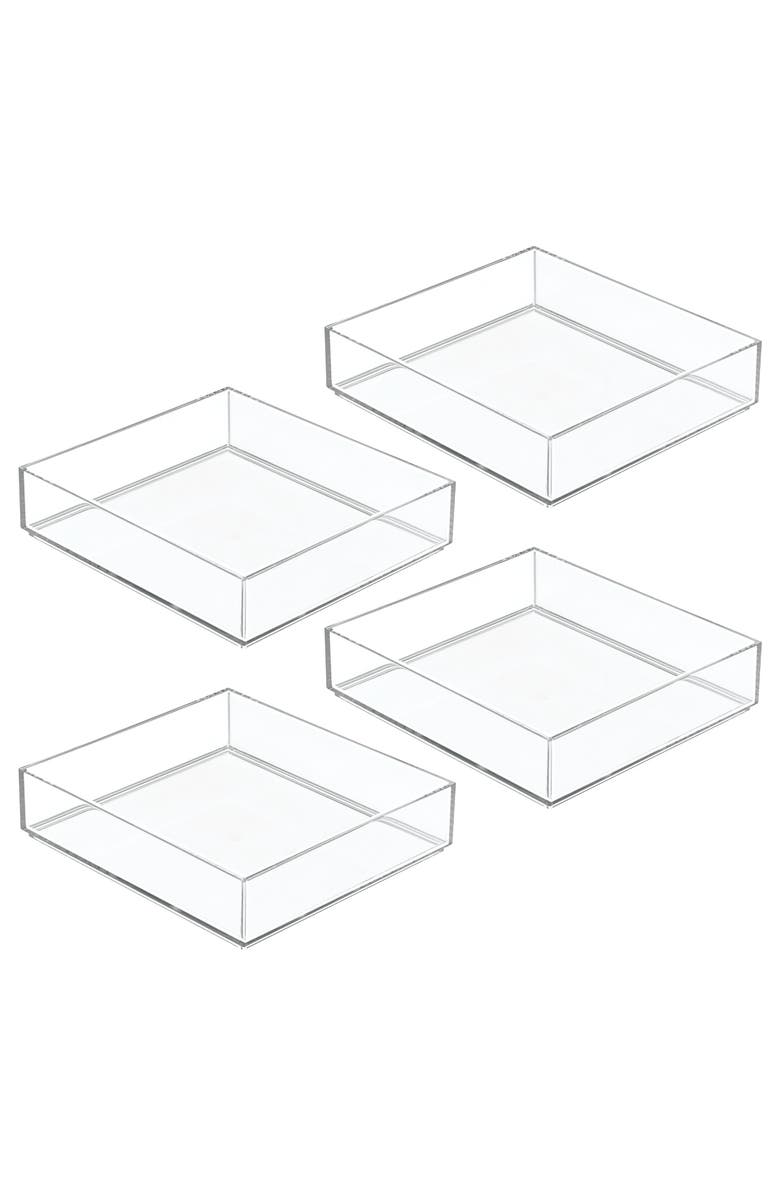 iDesign Plastic Makeup Drawer Organizer Tray - Set of 4 - Clear, Main, color, Clear