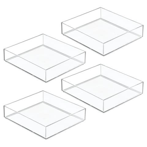 Plastic Makeup Drawer Organizer Tray - Set of 4 - Clear