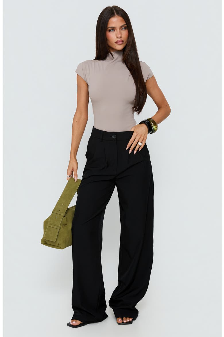 Archer Pleated High Waist Straight Leg Pants, Alternate, color, BLACK