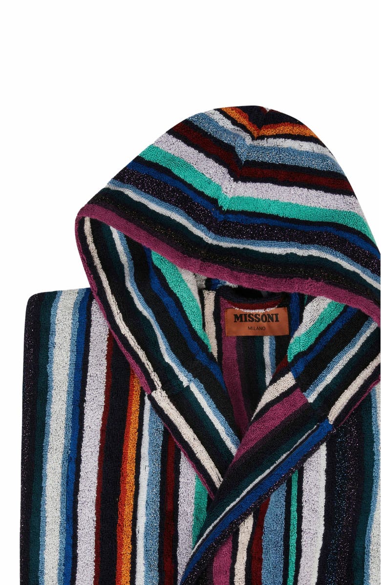 Missoni Home Chandler Cotton Terry Bathrobe With Lurex, Alternate, color, Blue