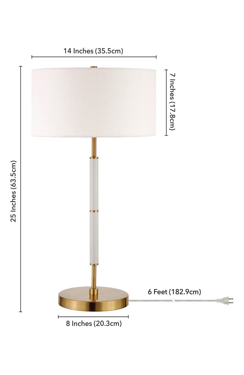 HUDSON AND CANAL Simone Matte White and Brass 2-Bulb Table Lamp, Alternate, color, 