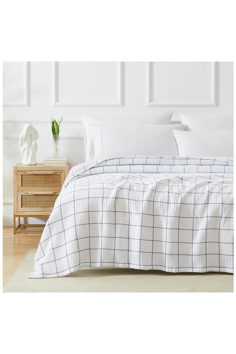 2-Piece Check Cotton Waffle Throw Blankets, Alternate, color, WHITE