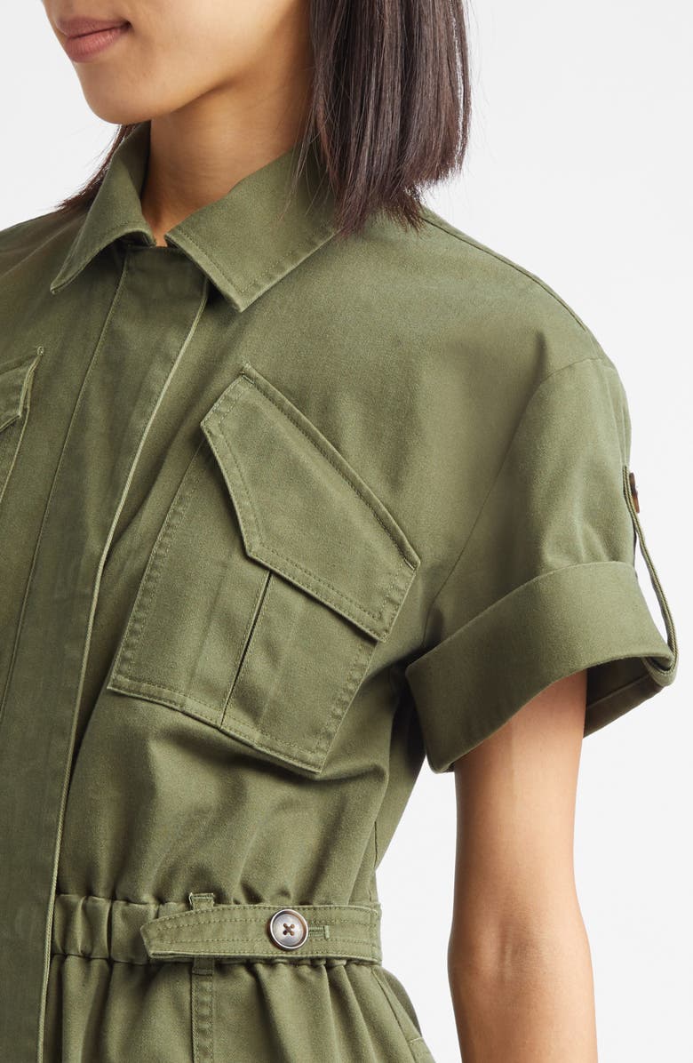 Derek Lam 10 Crosby Clotilde Cotton Blend Utility Dress, Alternate, color, Fatigue