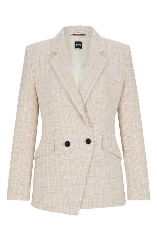 Shop Hugo Boss Boss Jarinara 3 Tweed Blazer In Shell Pink Tweed