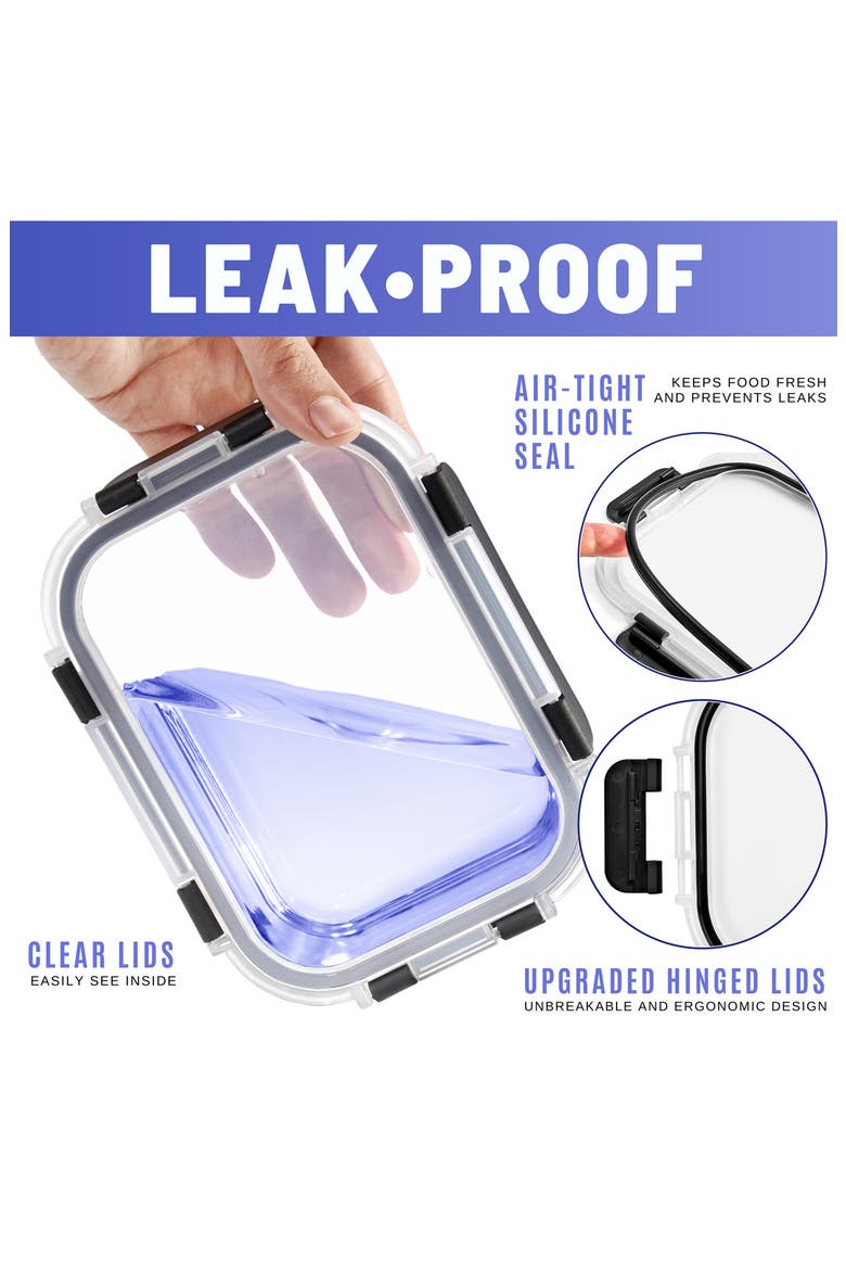 10-Pack Glass Food Prep Storage Containers, Alternate, color, CLEAR