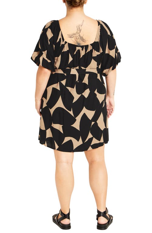 City Chic Midtown Print Minidress In Black