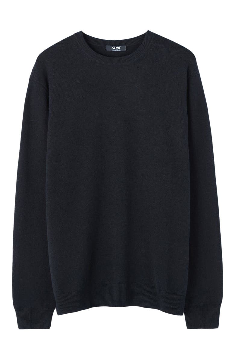 Gobi Cashmere Essential Crewneck Cashmere Sweater, Alternate, color, Black