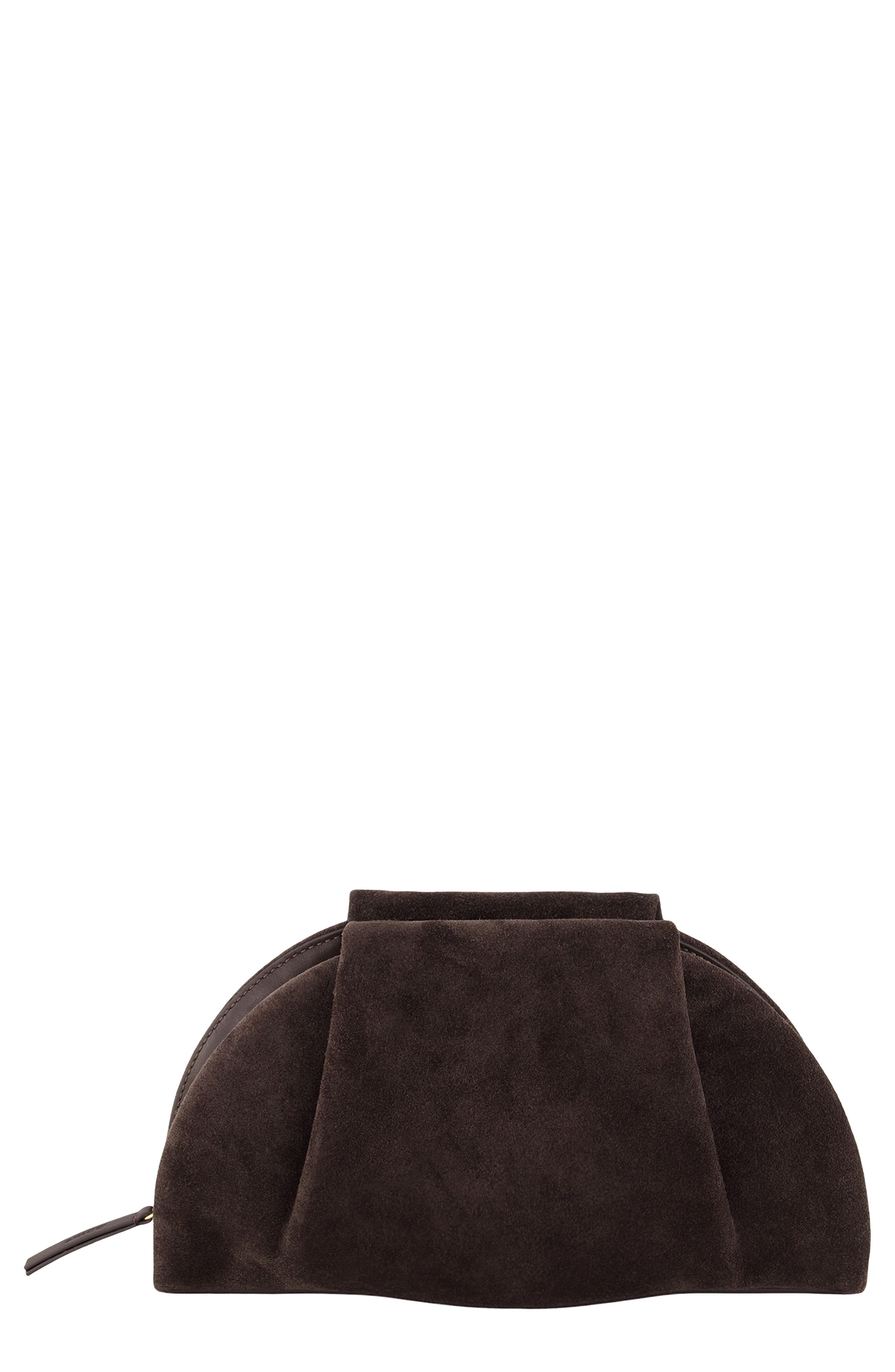 Vince Ava Suede Clutch, Main, color, Cacao