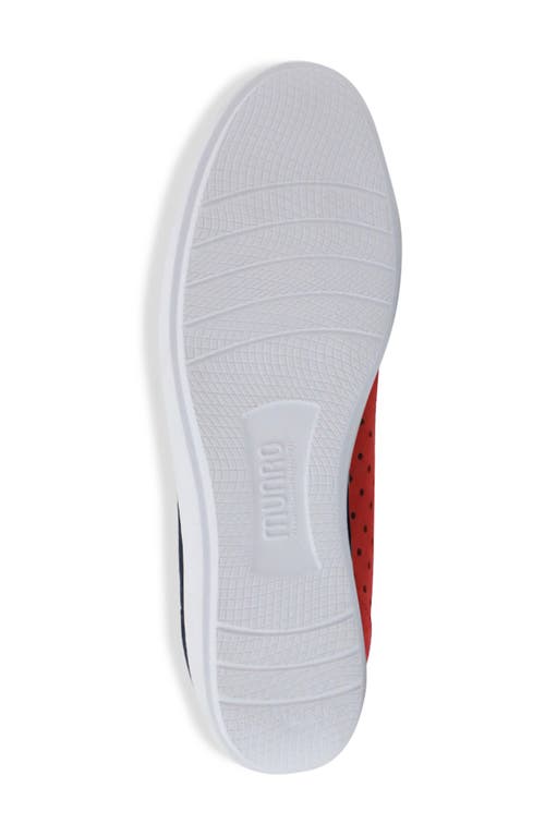 Munro Ridley Perforated Sneaker In Red Nubuck