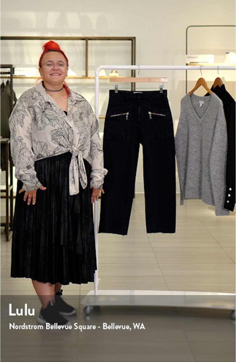 Zip Pocket High Waist Raw Hem Crop Biker Jeans, sales video thumbnail