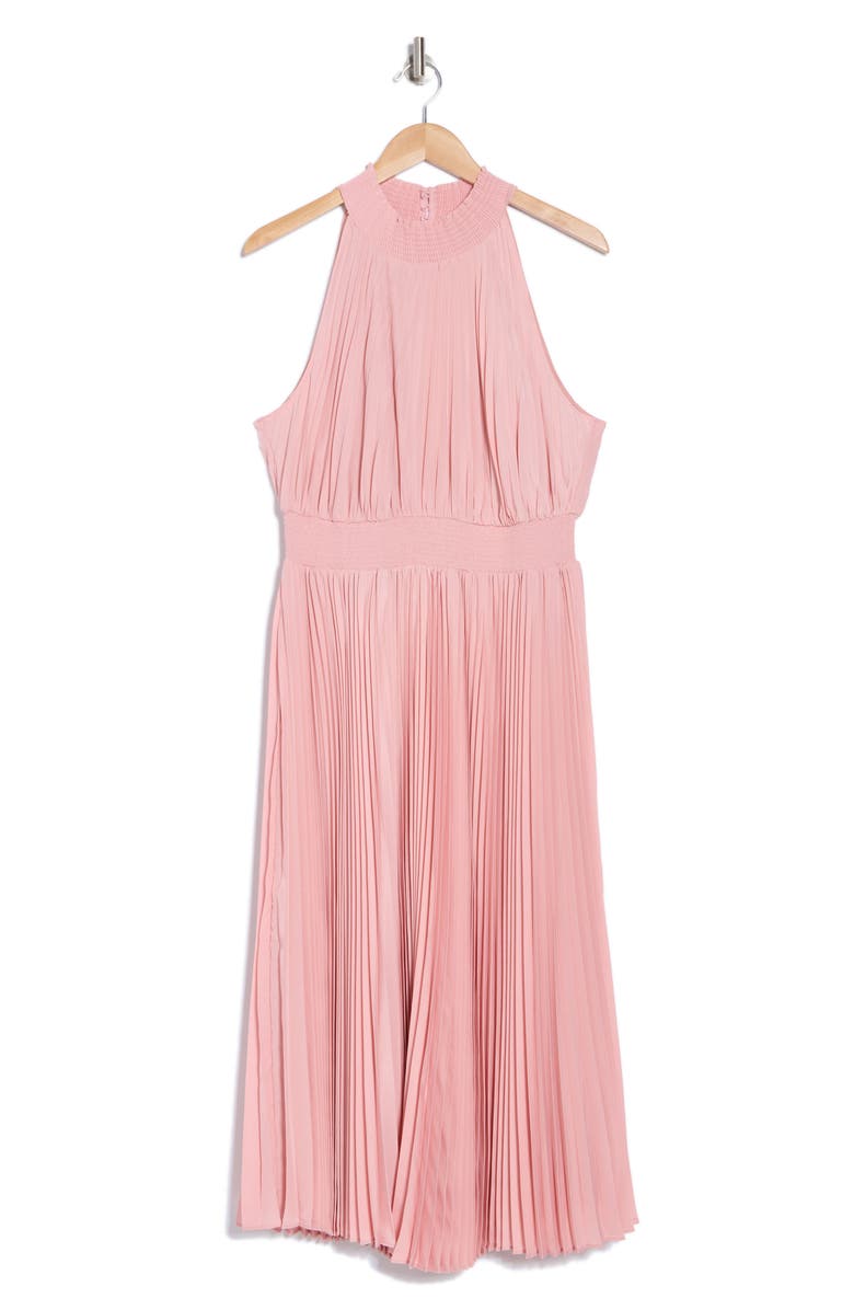 Marina Sleeveless Pleated Satin Maxi Dress, Alternate, color, Blush