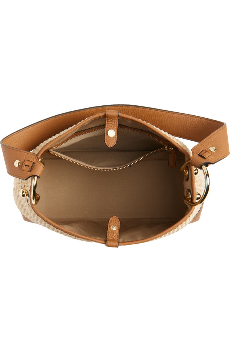 Strathberry Lana Two-Tone Raffia Hobo Bag, Alternate, color, Tan/ Natural