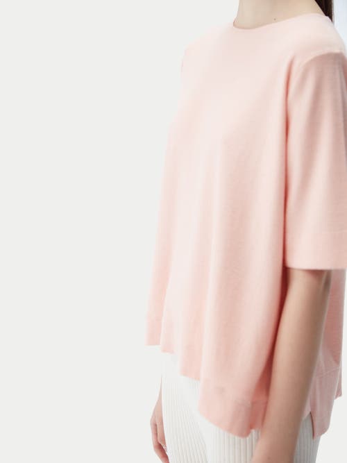 Gobi Mongolian Cashmere Box-cut Cotton Silk Cashmere Blend T-shirt In Primrose Pink