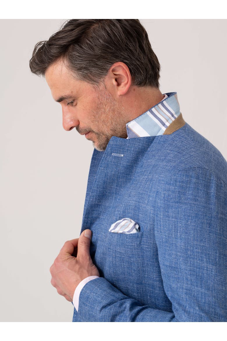 Linen Blend Blazer, Alternate, color, Blue