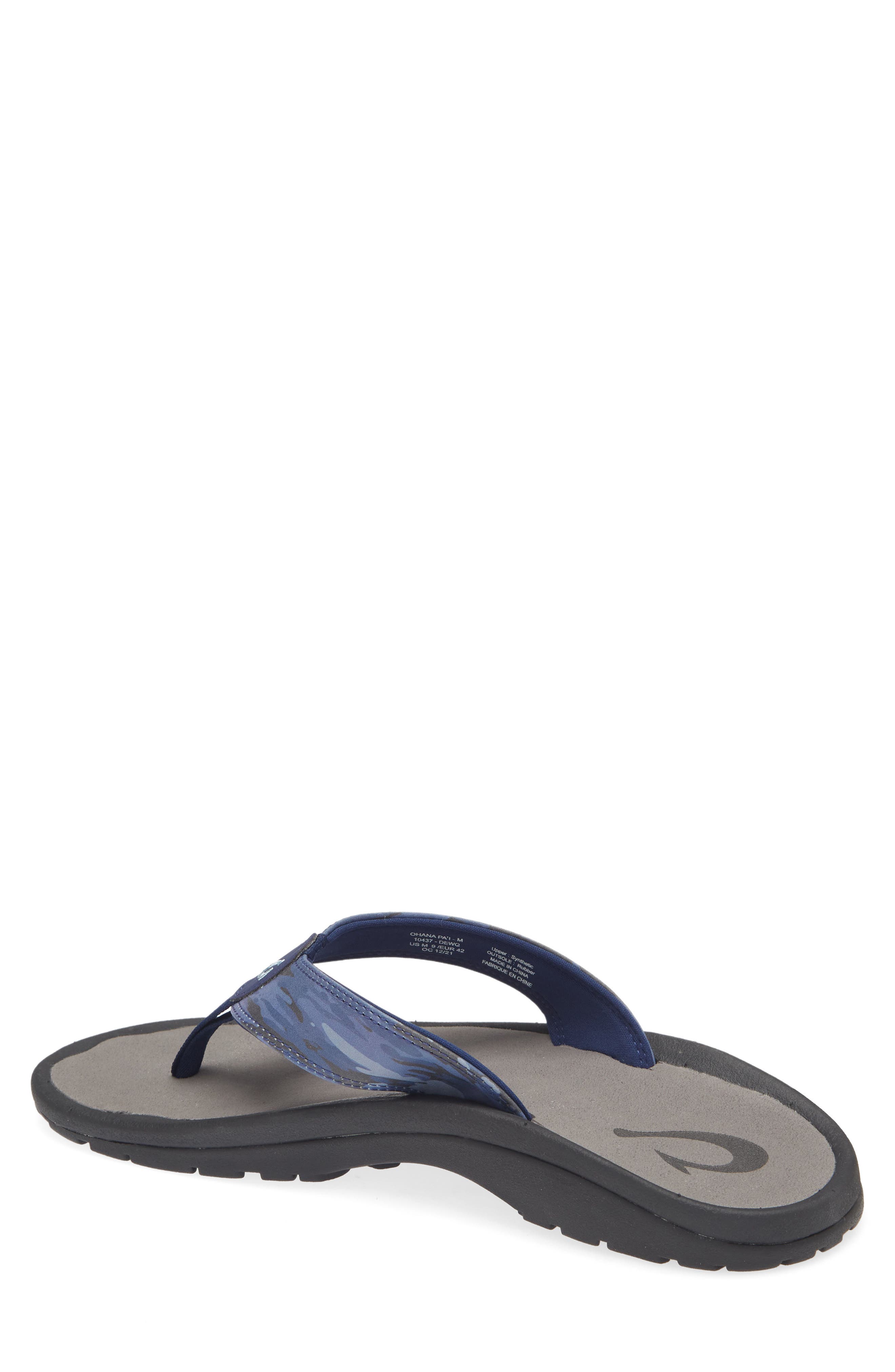 OluKai Ohana Flip Flop, Alternate, color, Trench Blue / Wai Camo