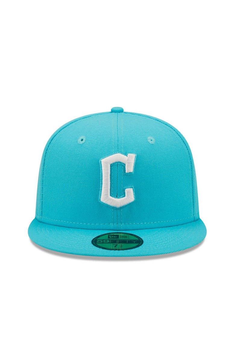 New Era Men's New Era Blue Cleveland Guardians Vice Highlighter Logo 59FIFTY Fitted Hat, Alternate, color, 