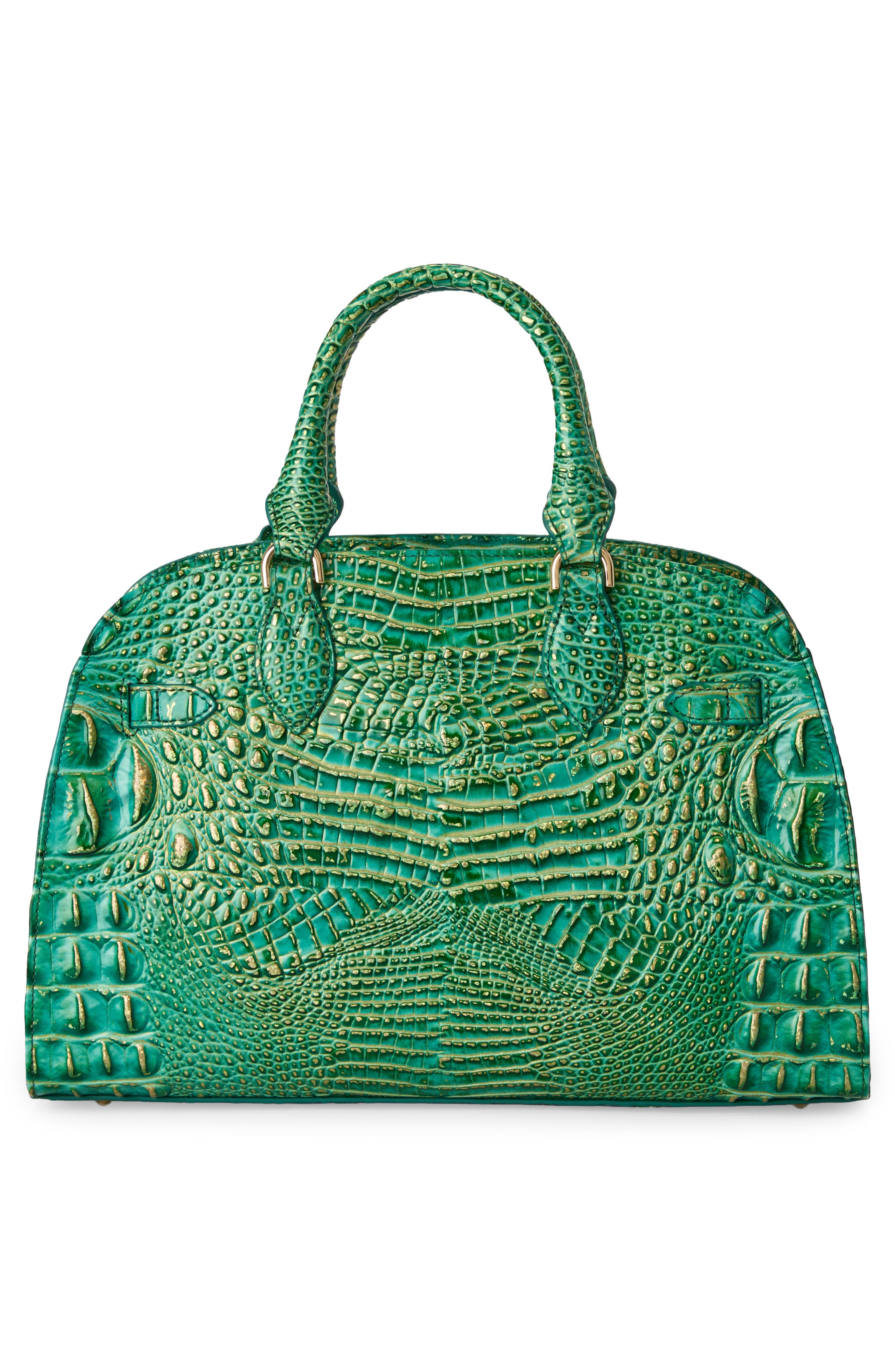 Angelina Croc Embossed Leather Shoulder Bag, Alternate, color, JUNGLE JEWEL