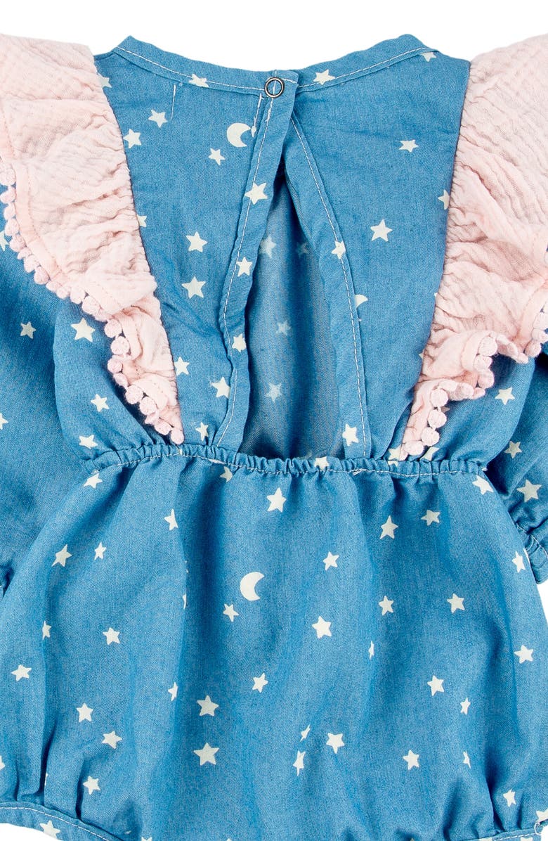 Miki Miette Ingrid Star Print Cotton Ruffle Bubble Romper, Alternate, color, 