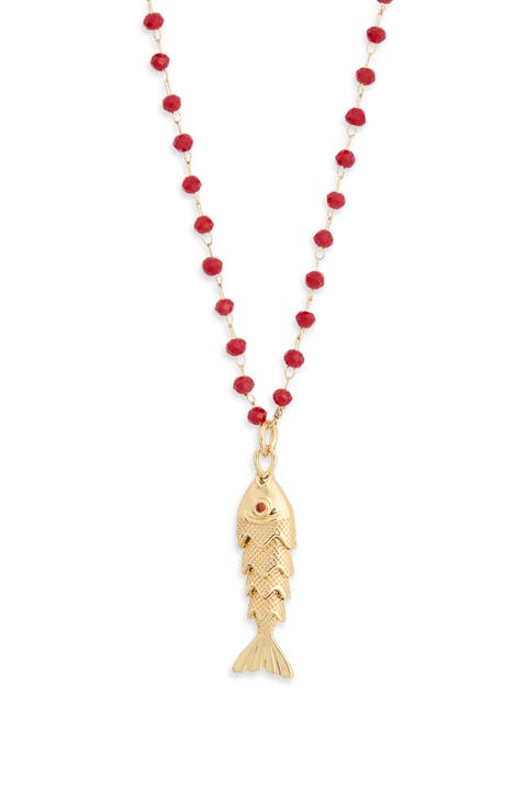 Fish Pendant Beaded Necklace