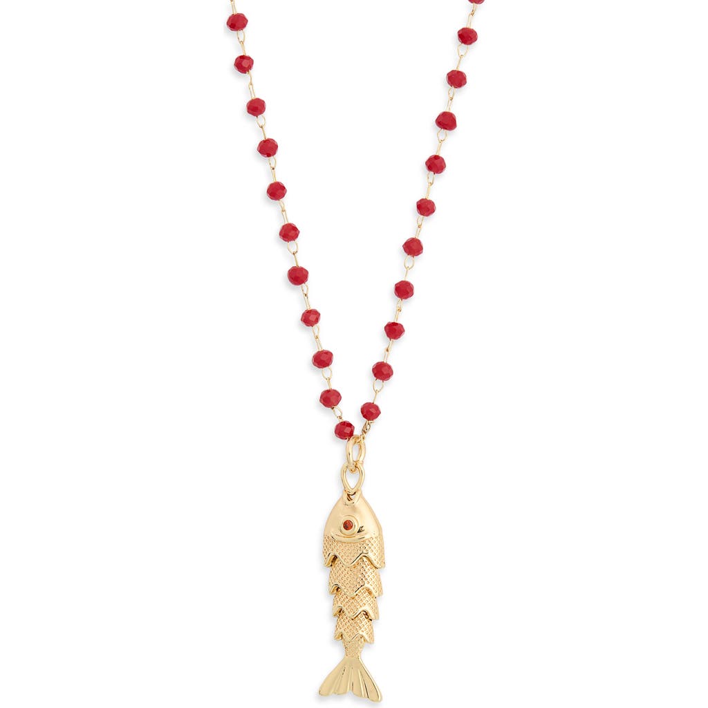 Natasha Fish Pendant Beaded Necklace