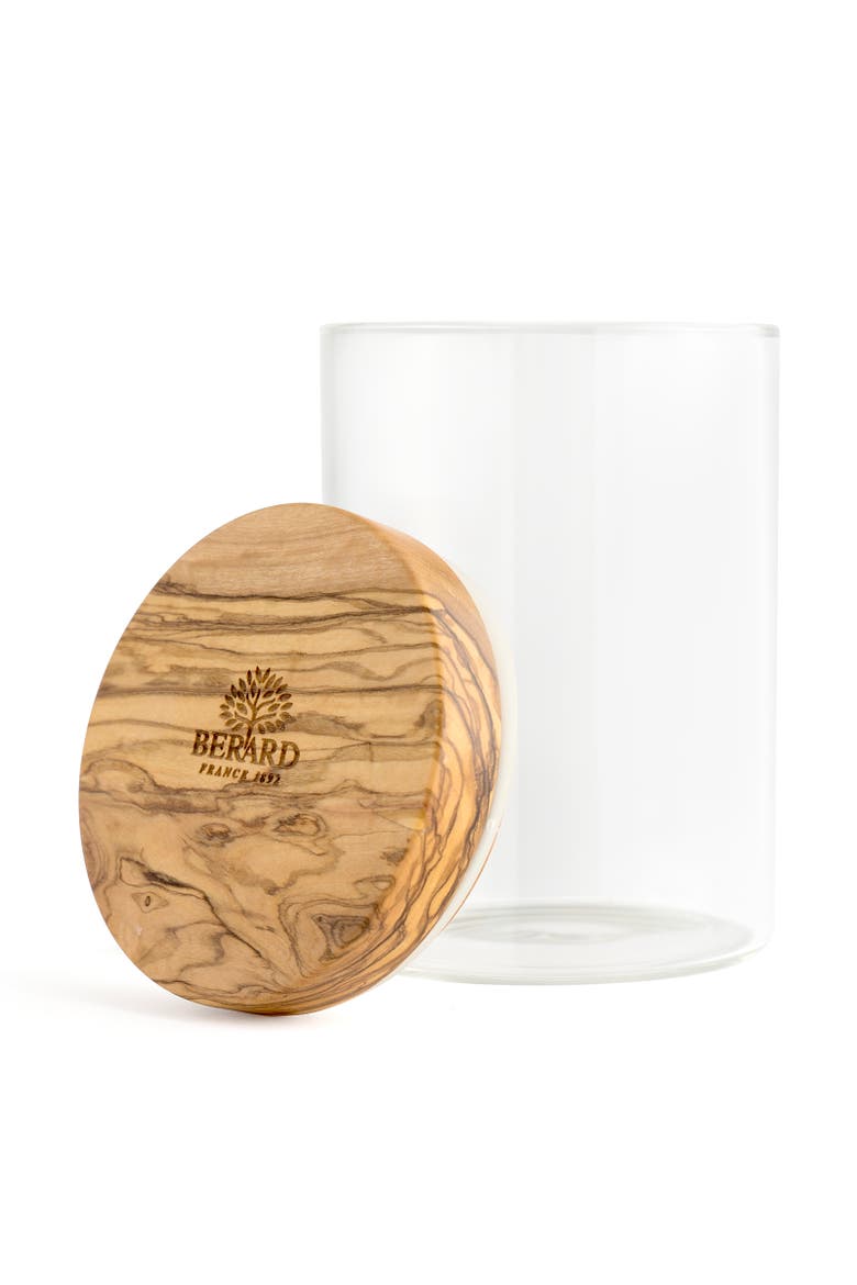 Glass Storage Jar With Olive Wood Lid, 20-ounce, Alternate, color, Brown