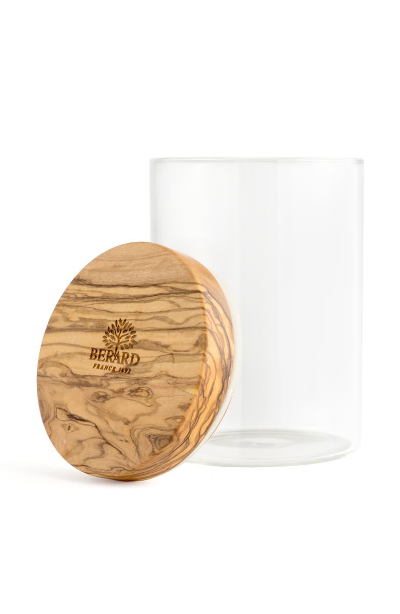 Berard Glass Storage Jar With Olive Wood Lid, 20-ounce, Alternate, color, Brown