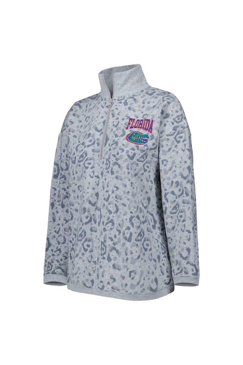 Women's Gameday Couture Heather Gray Florida Gators Leopard Quarter-Zip Sweatshirt, Alternate, color, Heather Gray