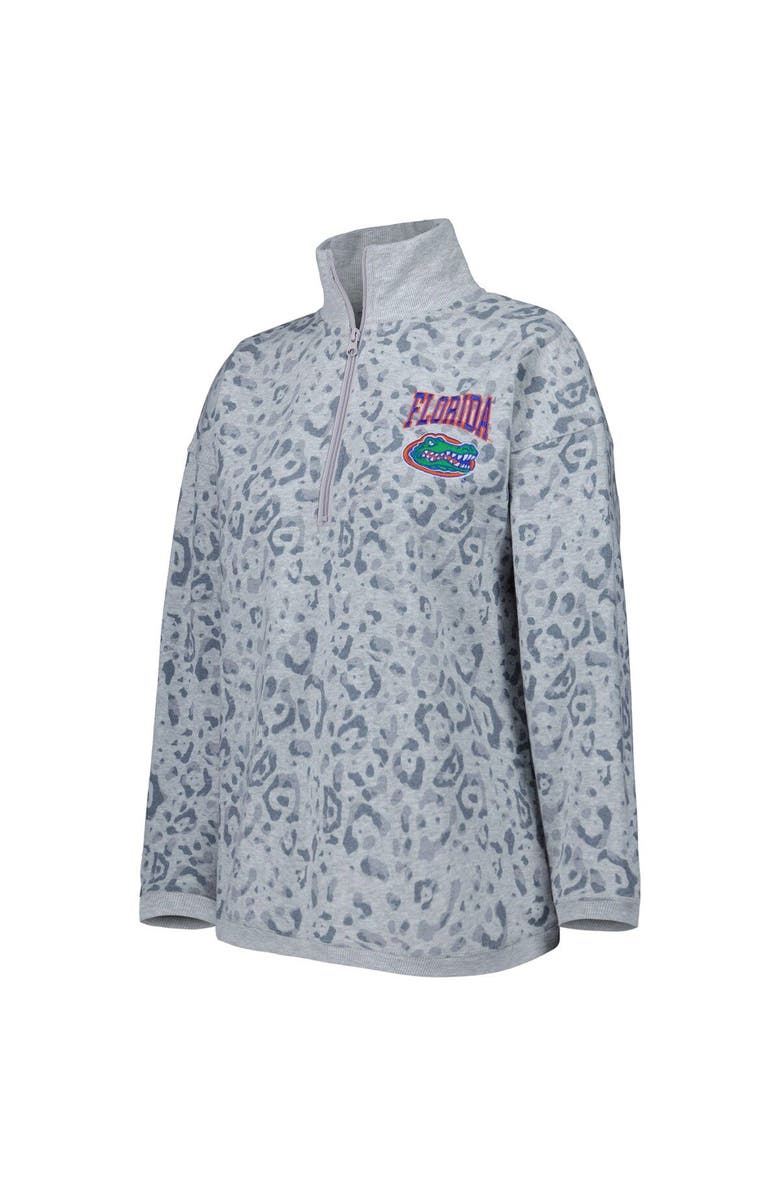 GAMEDAY COUTURE Women's Gameday Couture Heather Gray Florida Gators Leopard Quarter-Zip Sweatshirt, Alternate, color, Heather Gray