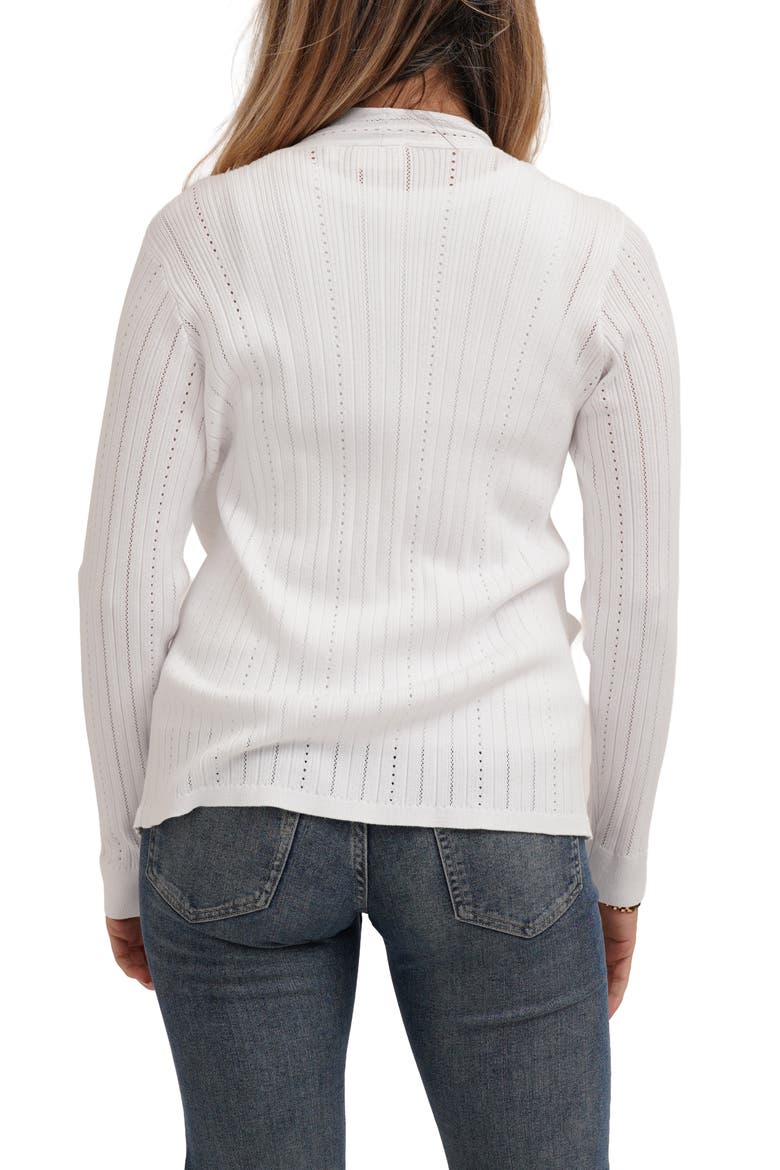 Pointelle Cardigan, Alternate, color, WHITE
