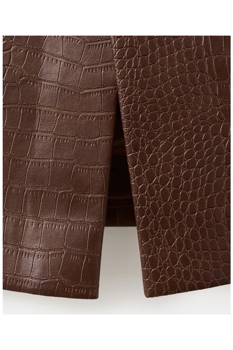 Croc-Embossed Faux Leather Midi Skirt, Alternate, color, BROWN