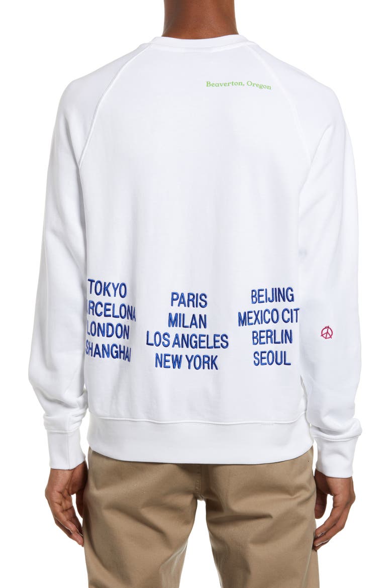 Sportswear World Tour Embroidered Crewneck Sweatshirt, Alternate, color, WHITE